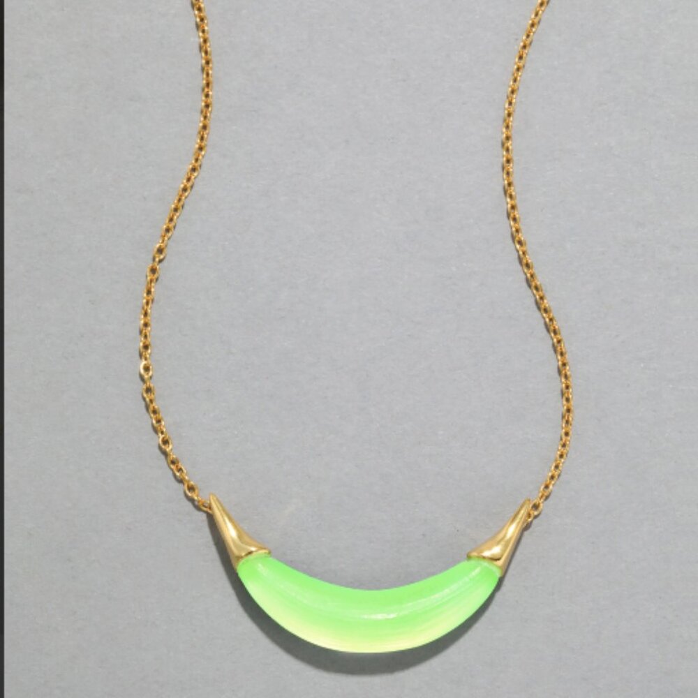 Alexis Bittar | Gold Capped Crescent Lucite Necklace (Neon Green)